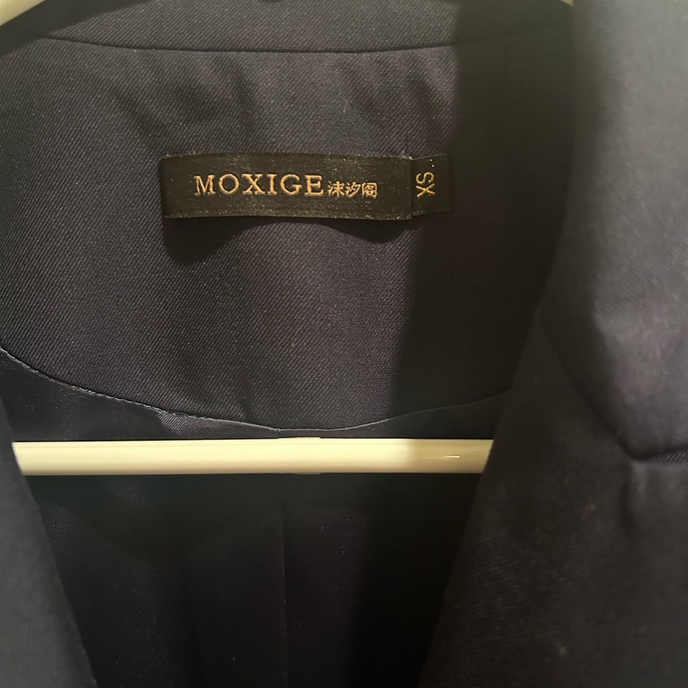 Women’s Navy Double-Breasted Blazer with Gold Buttons by Moxgie XS - Picture 3 of 7